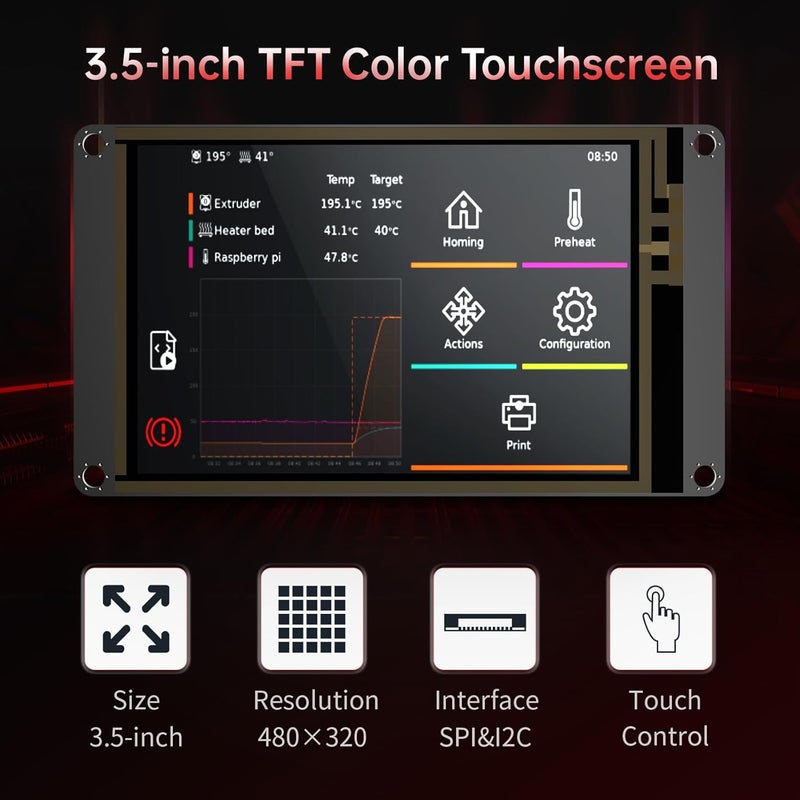 BigTreeTech SKR Mini E3 V3.0 + BTT Pi V1.2 + TFT35 SPI V2.1 + SFS V2.0 Kit for FDM 3D Printer Upgrade Klipper Firmware for Ender-3, Ender-3 V2, Voron 2.4, Most of i3/Core XY 3D Printer - Image 5